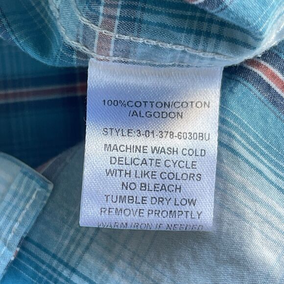 Roper Western Shirt Mens Medium Plaid Button Up Cotton Cowboy Ranch Rodeo Work - Picture 6 of 12